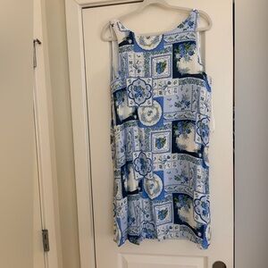 Blue and White Floral Patchwork Dress